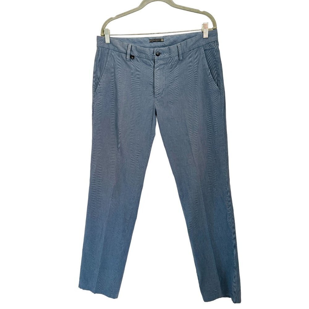 EM'S MASON'S Pants Size 36/31 Light Blue Pinstripes Cotton 4 Pockets